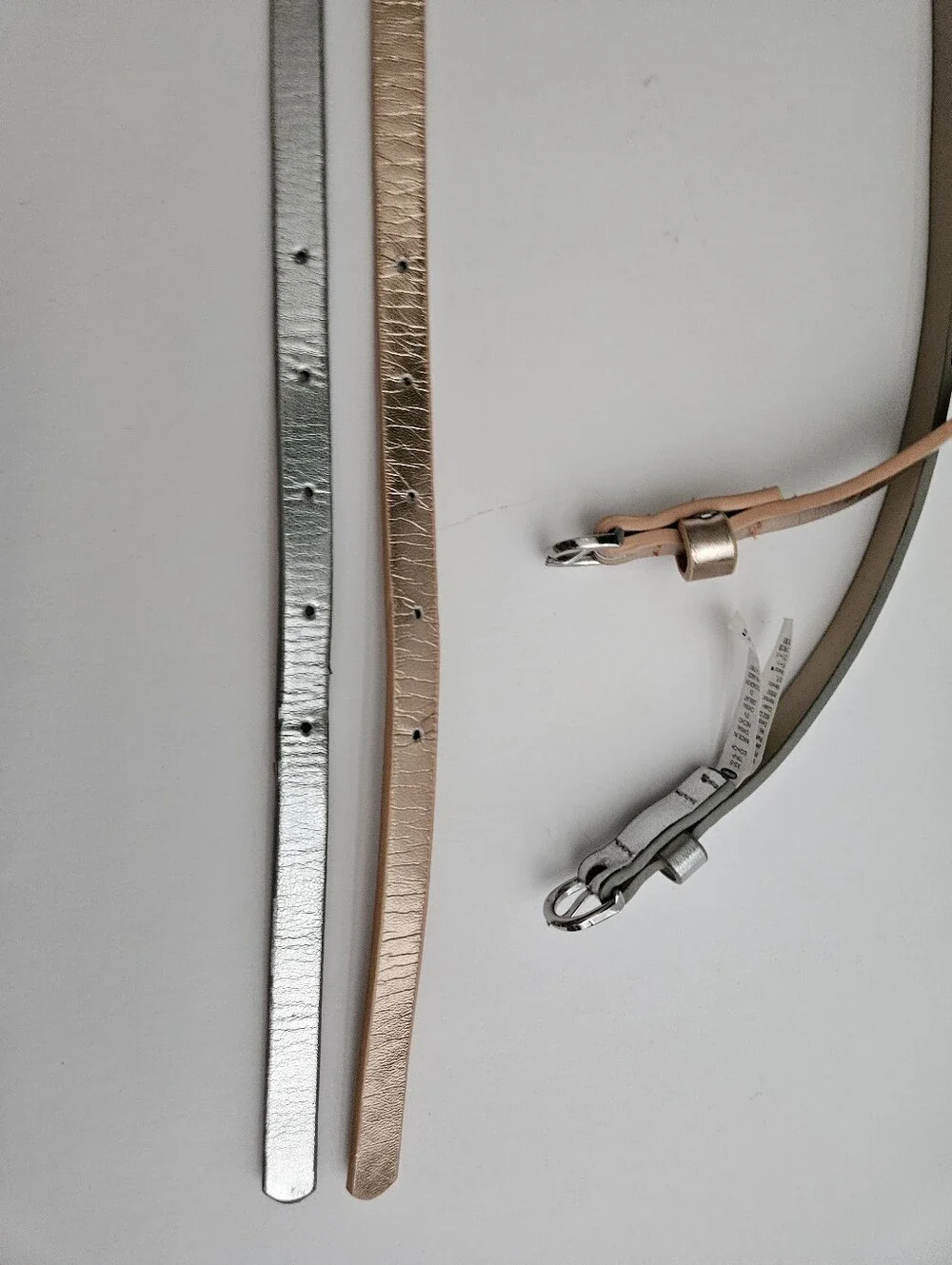 Women’s XS Metallic Skinny Belts - Silver & Rose Gold